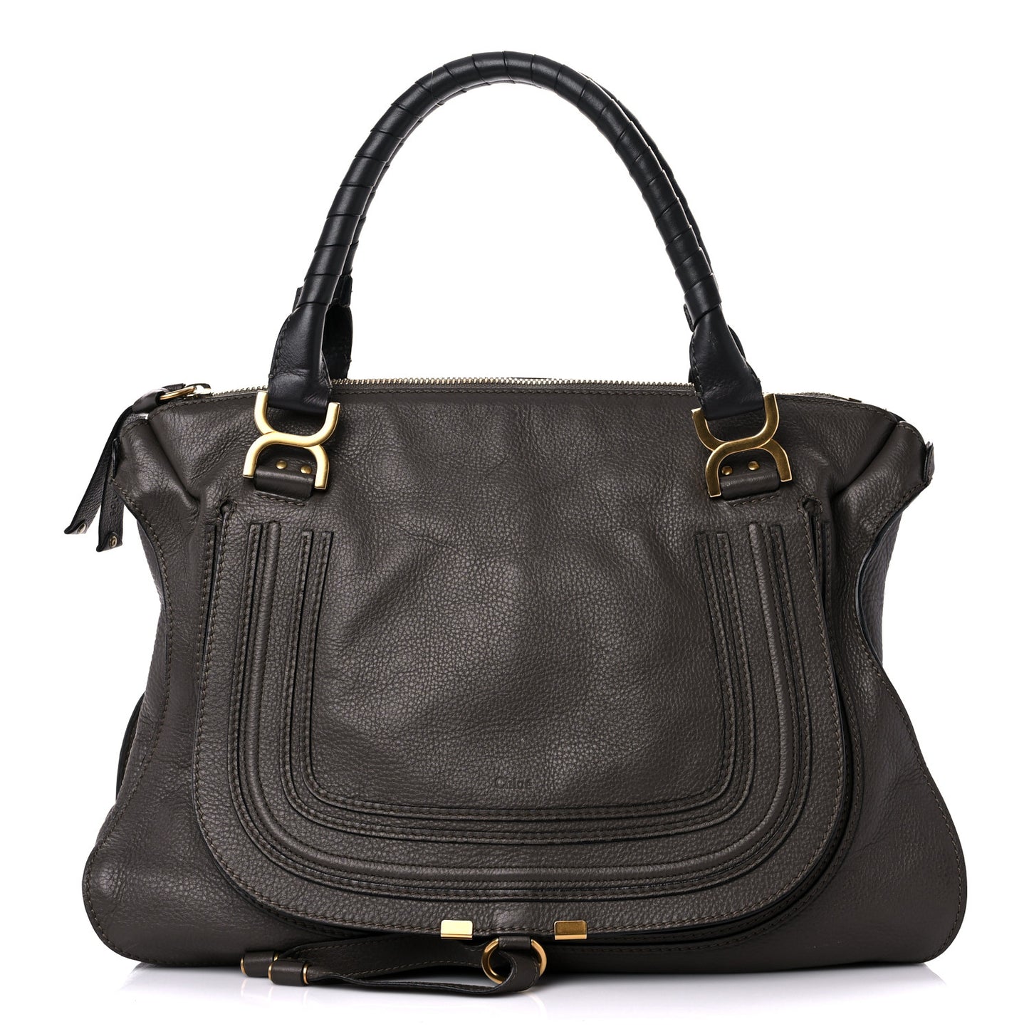 Calfskin Large Marcie Satchel Truffle