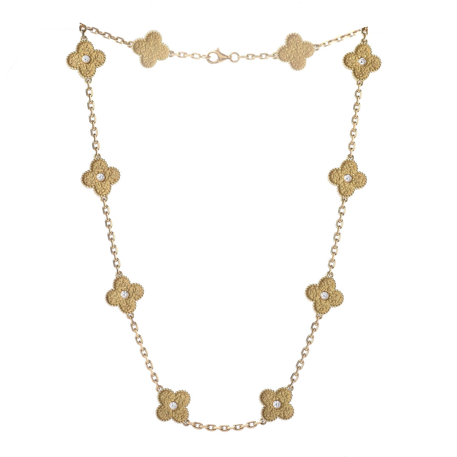 Van Cleef & Arpels 18K Yellow Gold Diamond 10 Motifs Vintage Alhambra Necklace 4 of 8