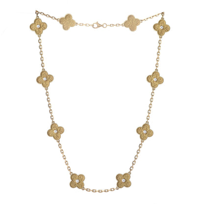 Van Cleef & Arpels 18K Yellow Gold Diamond 10 Motifs Vintage Alhambra Necklace 4 of 8