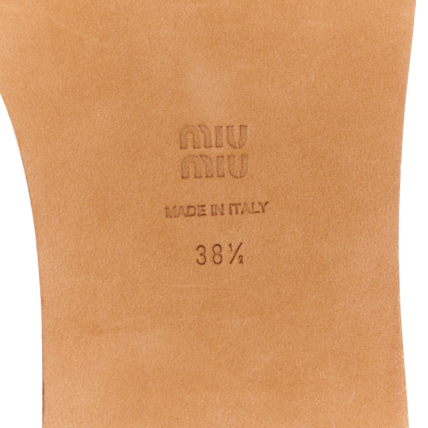 Miu Miu Canvas Calfskin Logo Sandals 38.5 Naturale 8 of 8