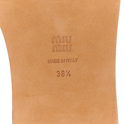 Miu Miu Canvas Calfskin Logo Sandals 38.5 Naturale 8 of 8