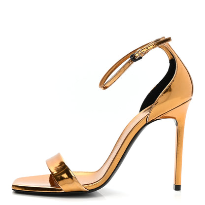 Saint Laurent Metallic Lambskin Amber 105 Ankle Strap Sandals 38.5 Egypt Gold 1 of 12