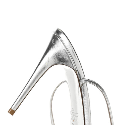 Valentino Garavani Metallic Calfskin Strappy Ankle Strap Sandals 39 Silver 8 of 9