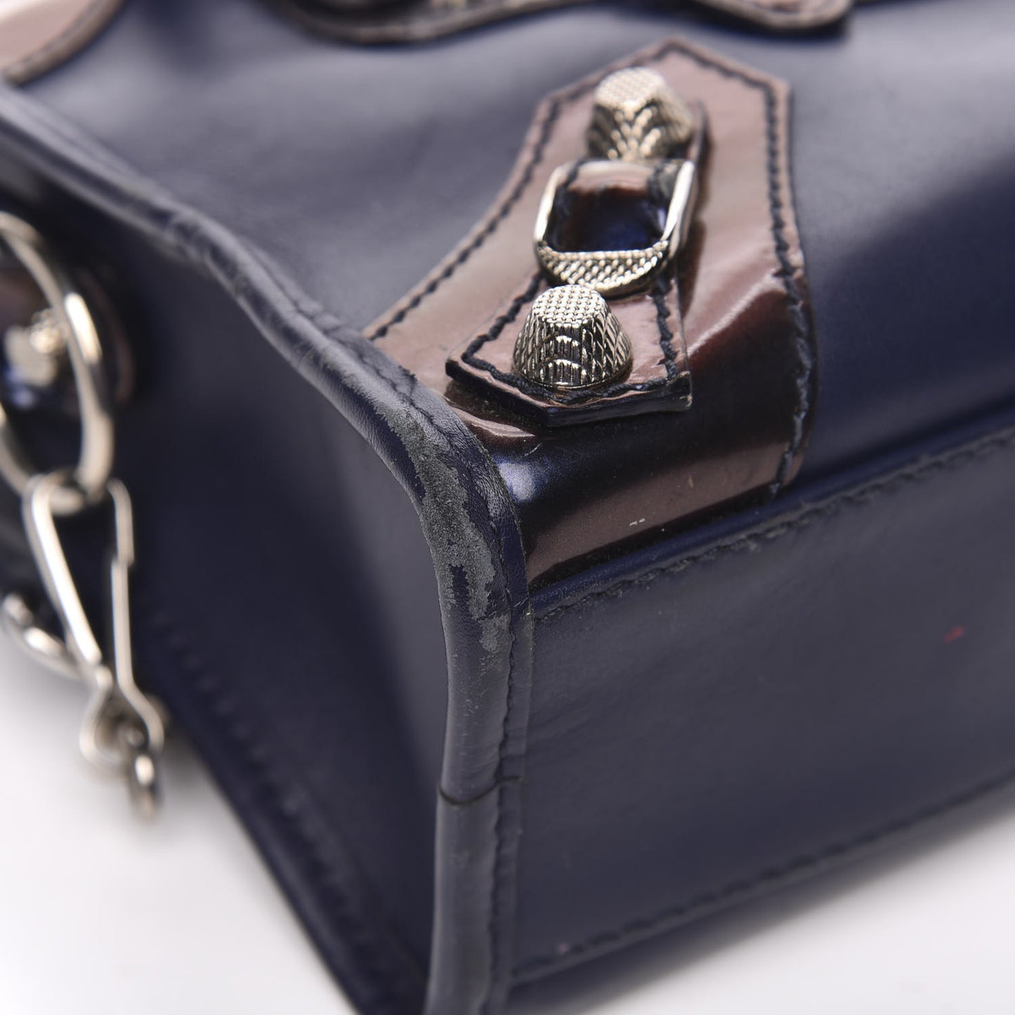 Smooth Calfskin Metallic Patent Giant 12 Silver Hardware Mini City Ultraviolet