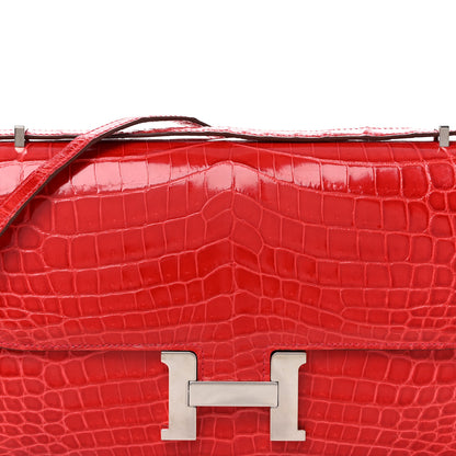 Hermes Shiny Niloticus Crocodile Constance Elan 25 Rouge Casaque 7 of 9