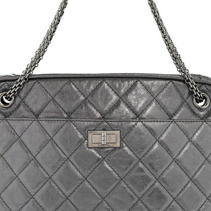 Chanel Metallic Aged Calfskin Quilted Large Reissue Camera Case Silver 8 of 13