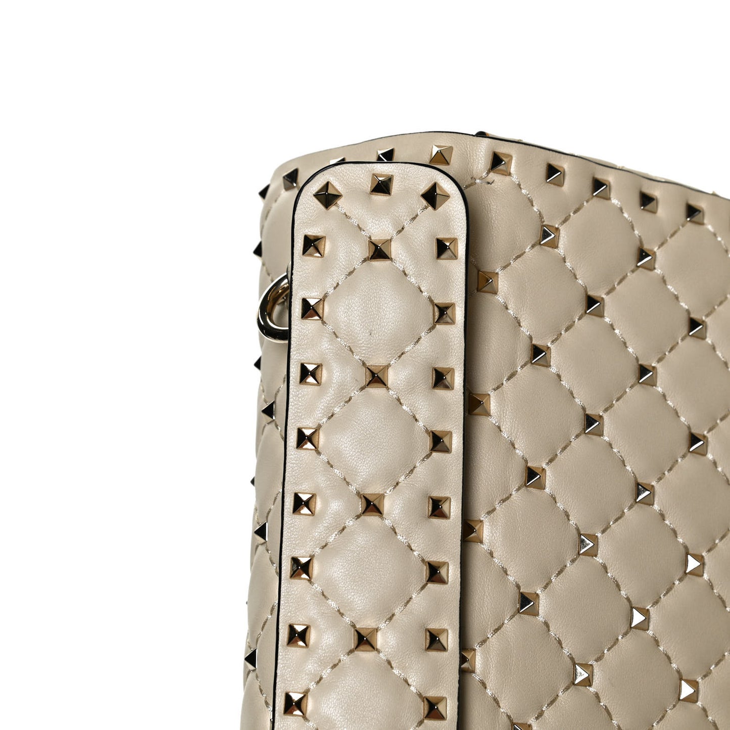 Nappa Maxi Rockstud Spike Shoulder Bag Light Ivory