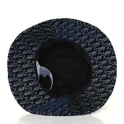 Christian Dior Velvet Oblique Large Brim Bucket Hat 57 Bleu Marine 6 of 9