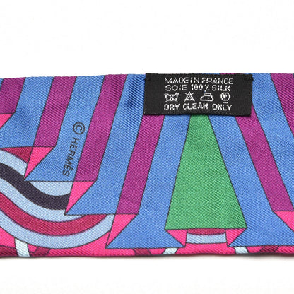 Hermes Silk Ballet Aquatique Twilly Marine Fuchsia Vert 3 of 4