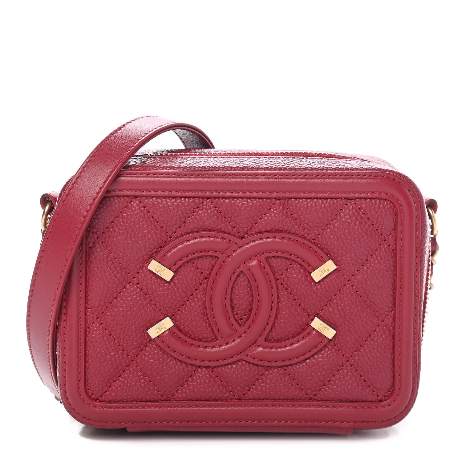 Chanel Caviar Quilted Filigree Vanity Clutch With Chain Dark Pink 1 of 9