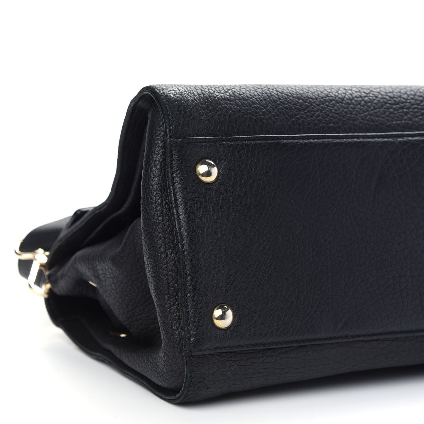Grainy Calfskin Large Rosalie Satchel Black