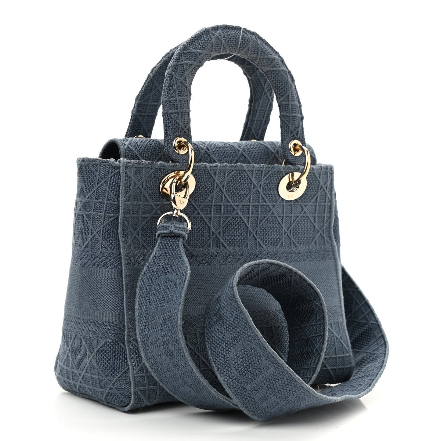 Canvas Embroidered Cannage Medium Lady D-Lite Denim Blue