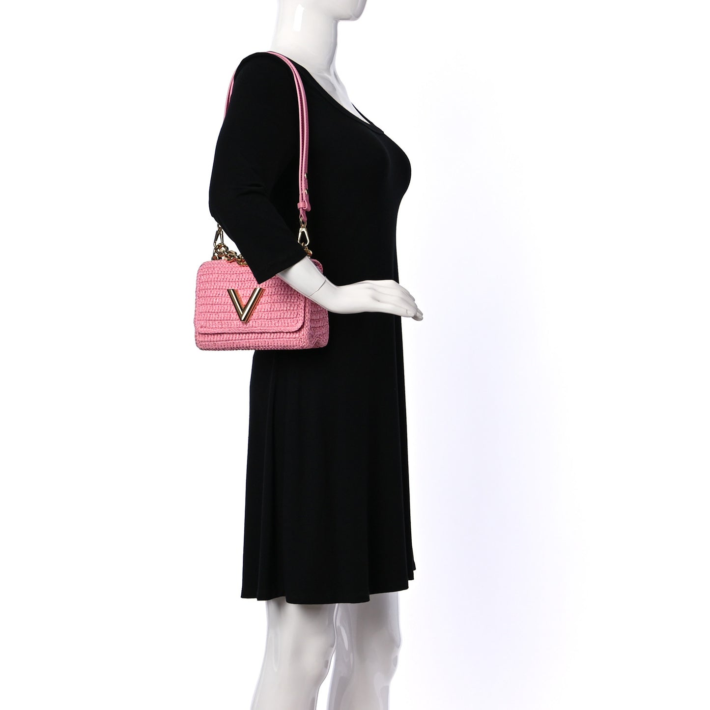 Raffia Twist Shoulder Bag PM Pink