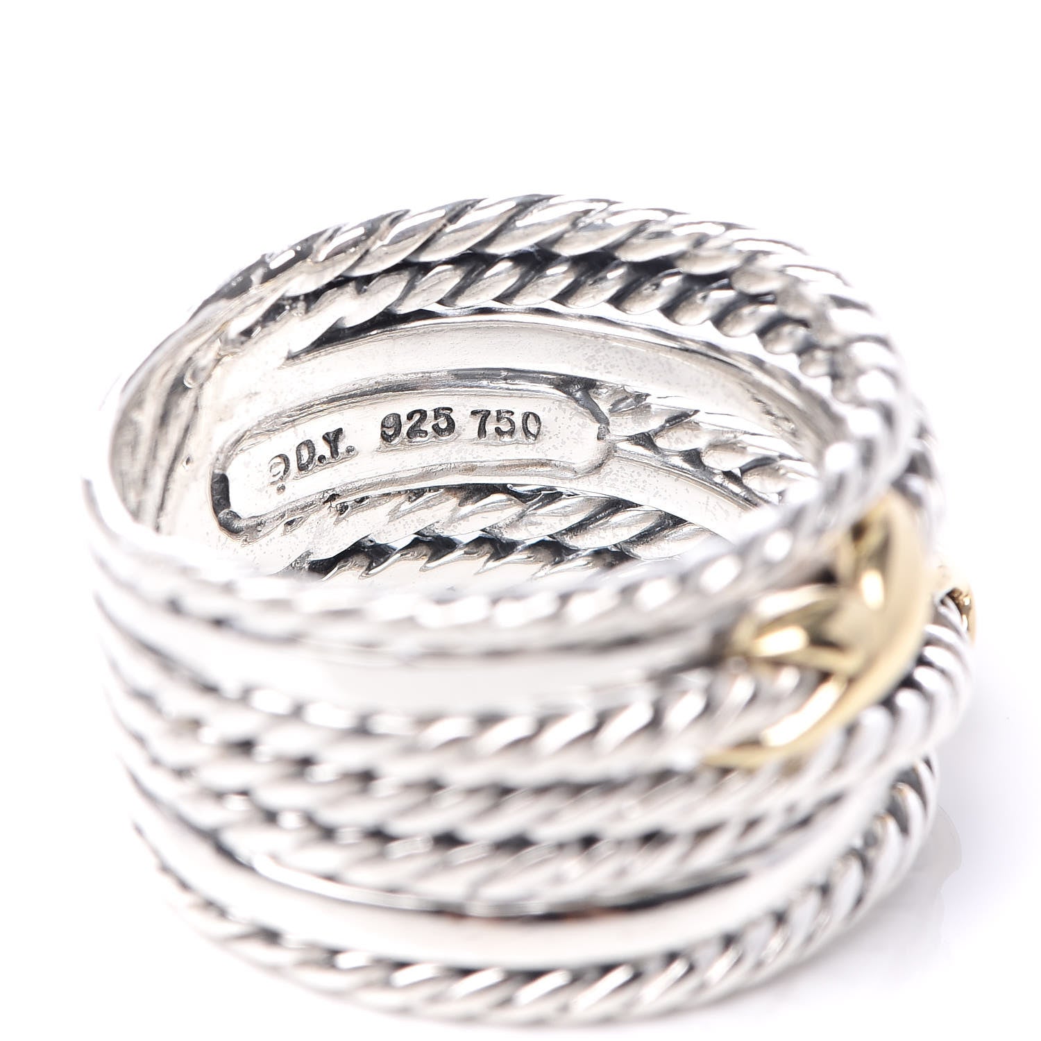 David Yurman Sterling Silver 18K Yellow Gold Double X Crossover Ring 54 6.75 4 of 4