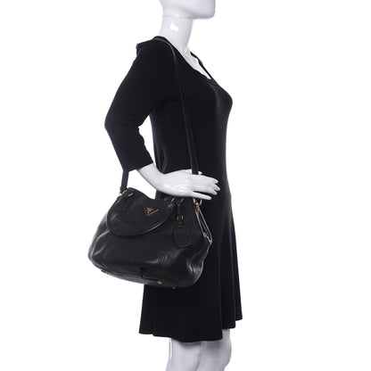 Prada Vitello Daino Shoulder Bag Black 2 of 13