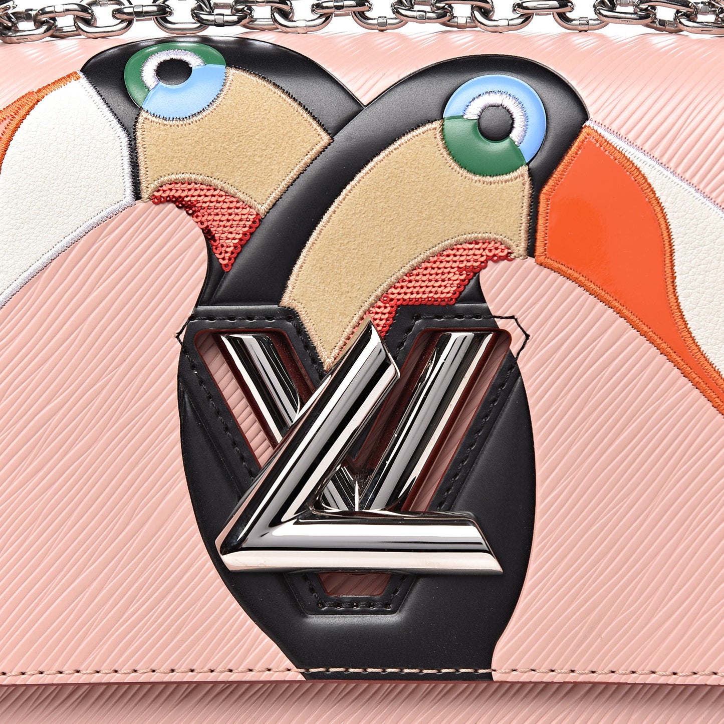Epi Exotic Birds Twist Shoulder Bag MM Crystal Pink