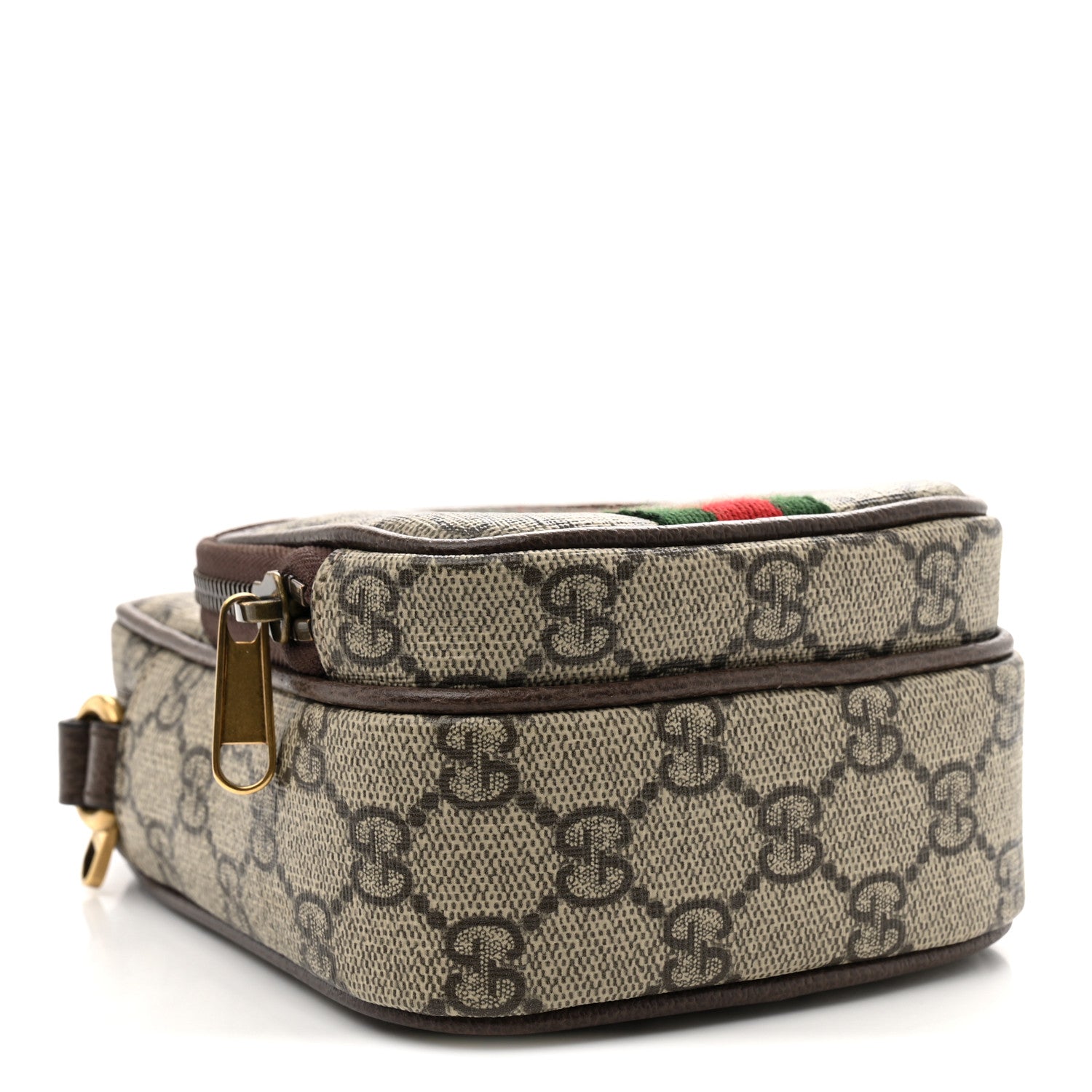 Gucci GG Supreme Monogram Web Mini Ophidia Double Zip Messenger Bag Beige New Acero 4 of 11