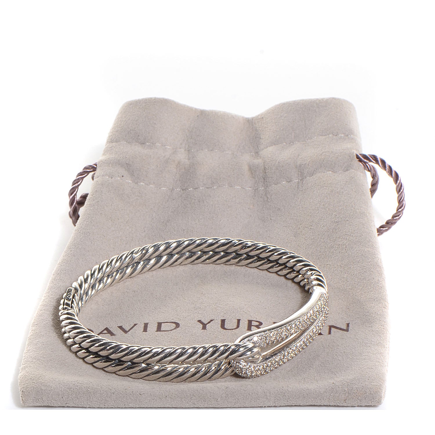 David Yurman Sterling Silver Diamond Pave 10mm Single Loop Labyrinth Bracelet 6 of 6