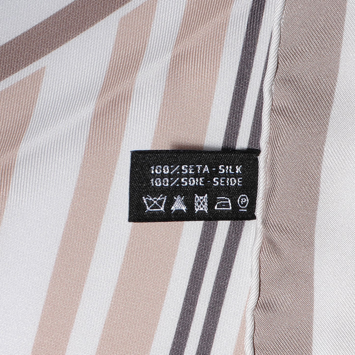 Silk Camellia Stripe CC Scarf Beige
