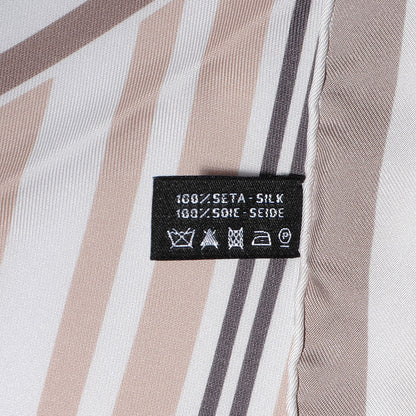Chanel Silk Camellia Stripe CC Scarf Beige 5 of 5