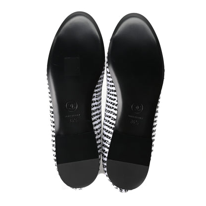 Chanel Tweed Sequin Grosgrain Cap Toe Ballerina Flats 36.5 Black White 6 of 10