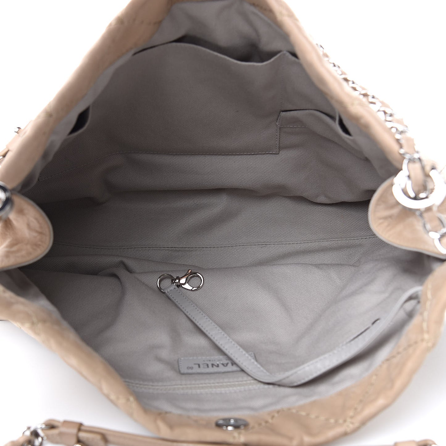Iridescent Calfskin Small Sea Hit Tote Beige