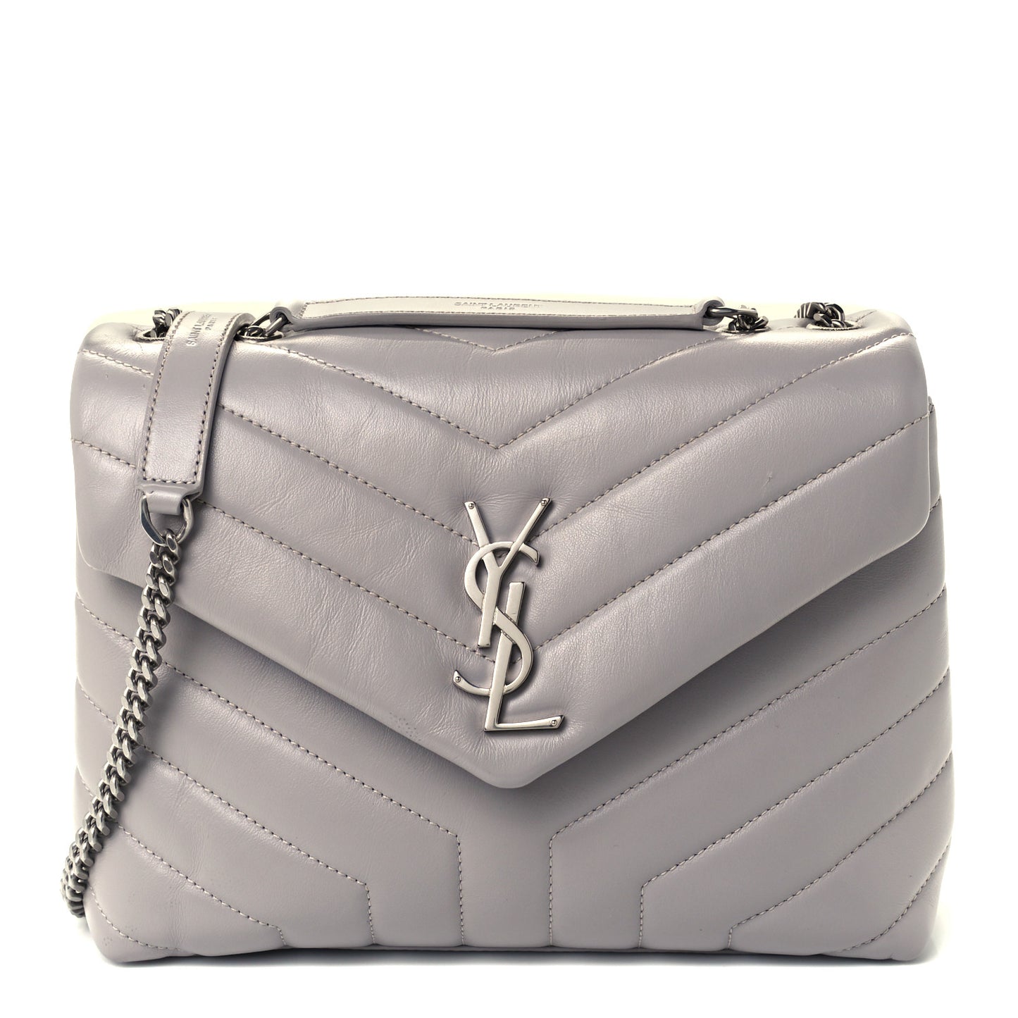 Calfskin Y Quilted Monogram Small Loulou Chain Satchel Granite