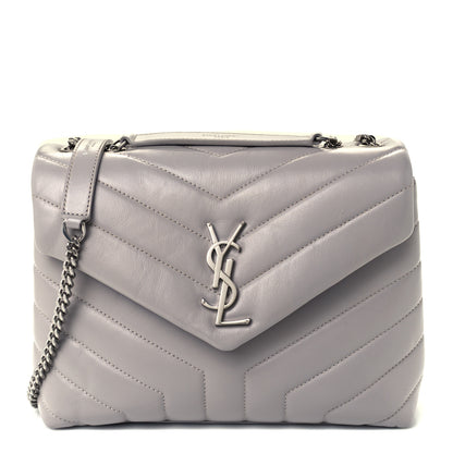Saint Laurent Calfskin Y Quilted Monogram Small Loulou Chain Satchel Granite 1 of 11