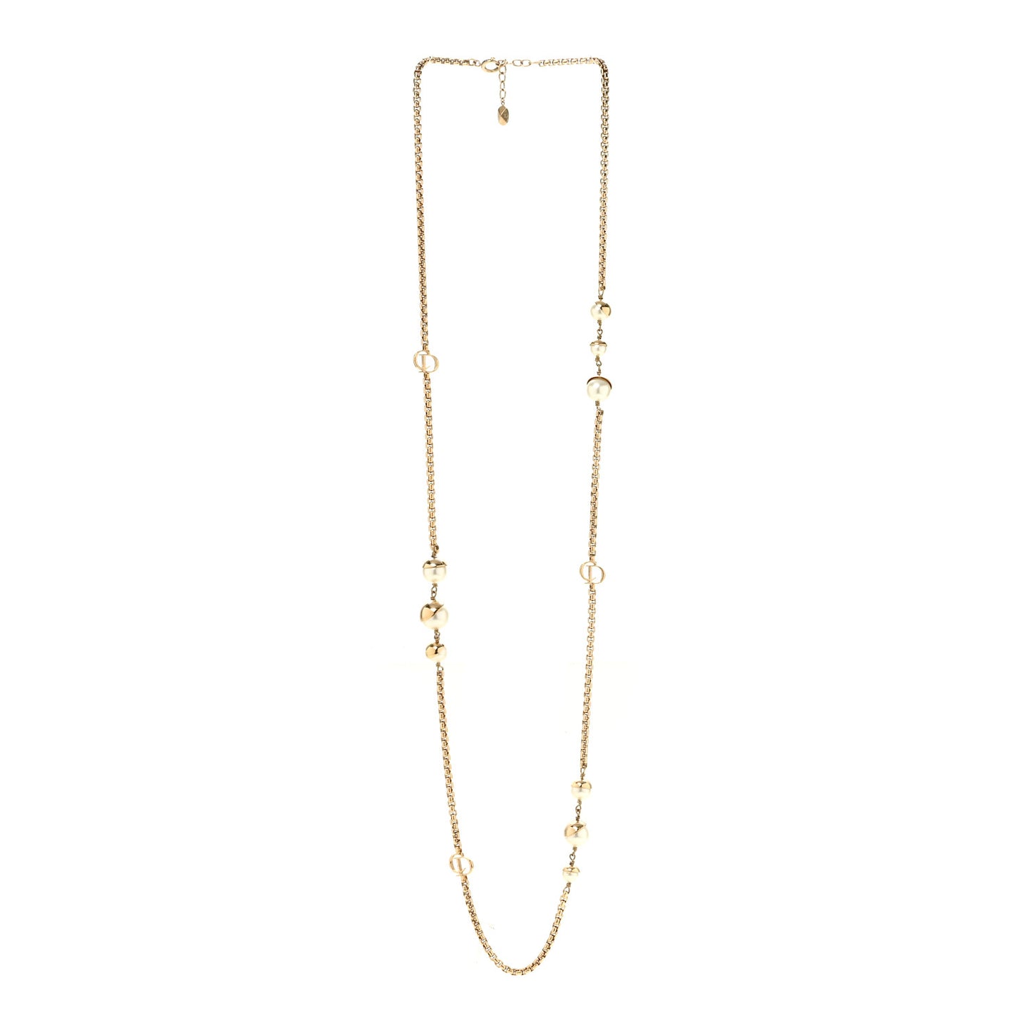 Metal Crystal Pearl CD Necklace Gold