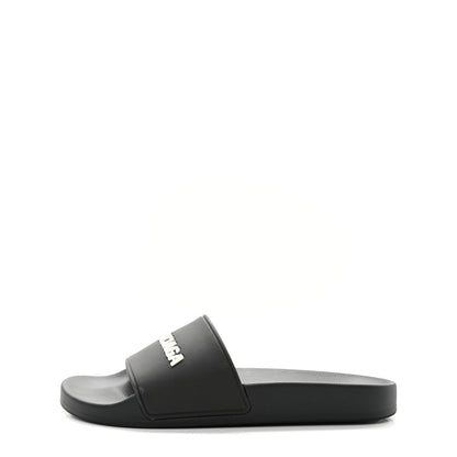 Balenciaga Rubber Womens Logo Pool Slide Sandals 38 Black 1 of 9
