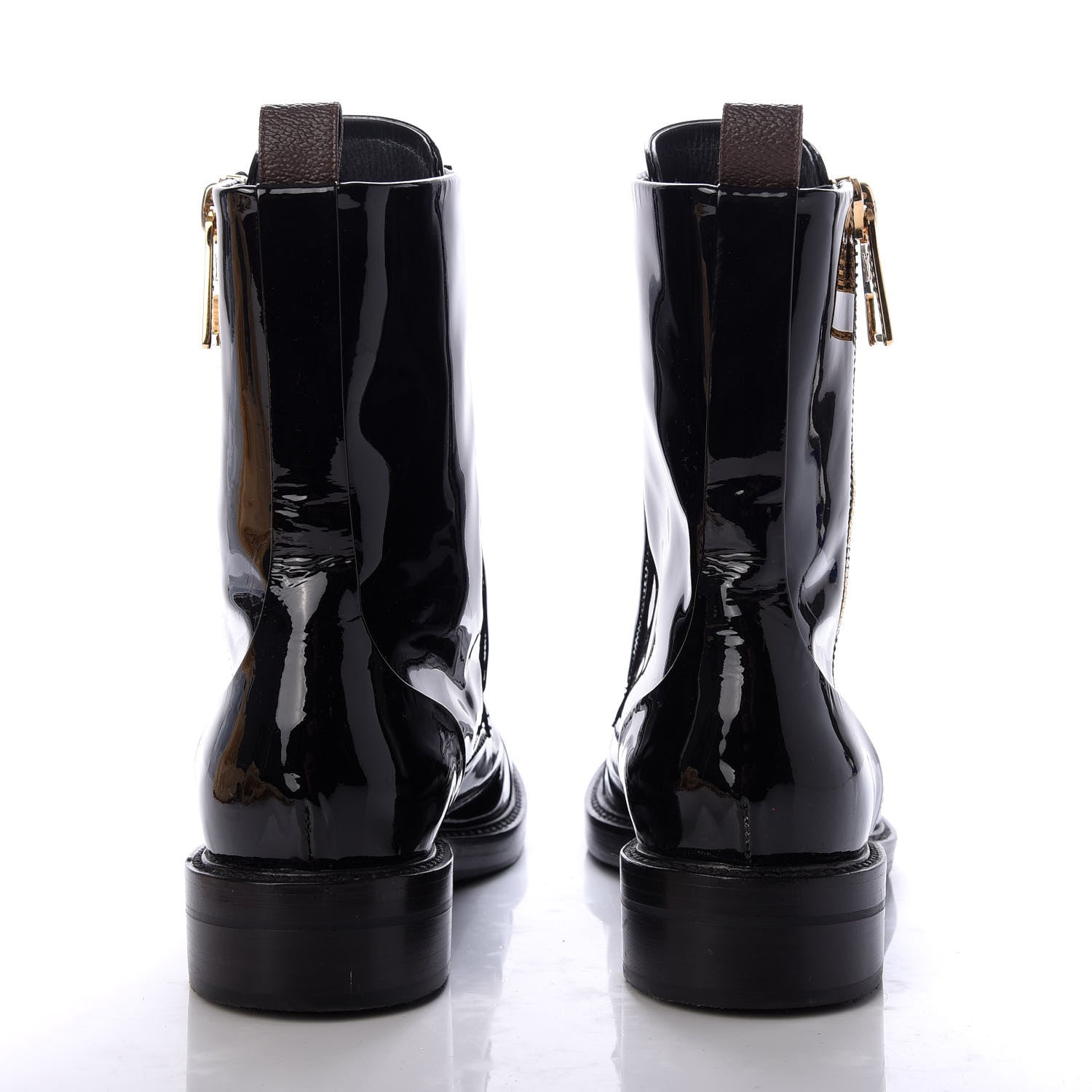 Louis Vuitton Patent Calfskin Monogram Macadam Ranger Combat Boots 36 Black 6 of 9