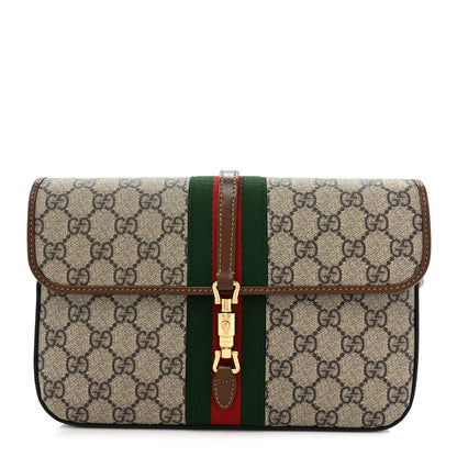 Gucci GG Supreme Monogram Azalea Calfskin Web Jackie 1961 Belt Bag 90 36 Beige Ebony Brown Sugar 1 of 10