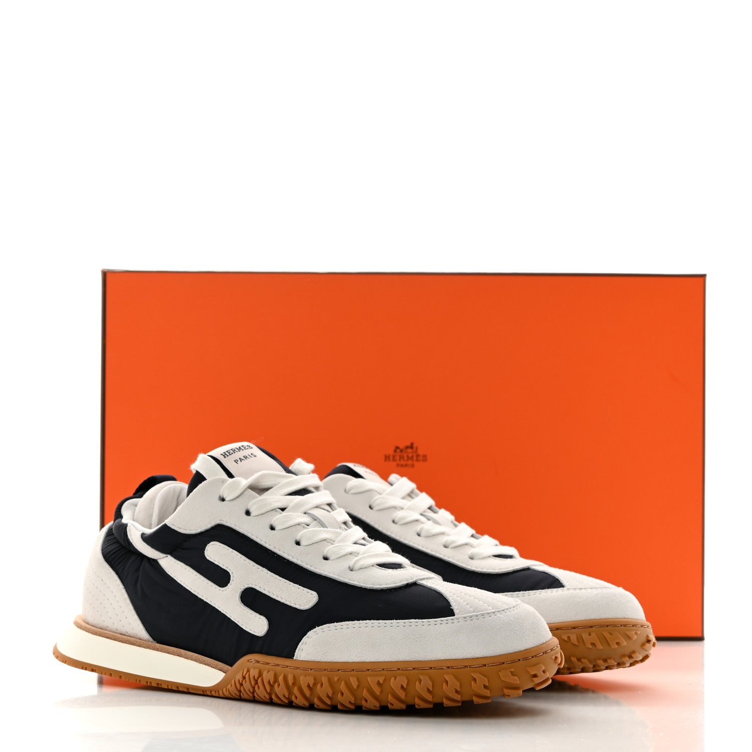 Hermes Suede Goatskin Jet Sneakers 39 Marine White 8 of 8