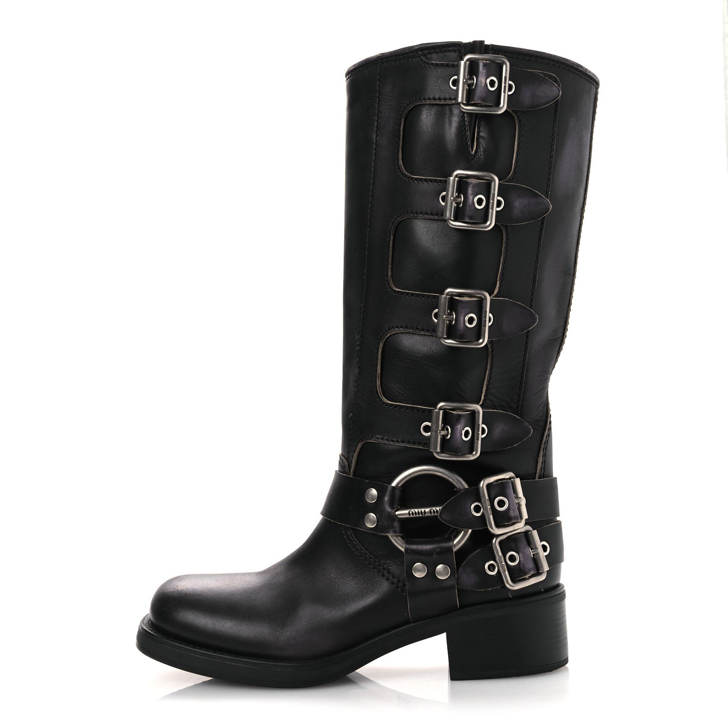 Calfskin Harness Boots 40 Black