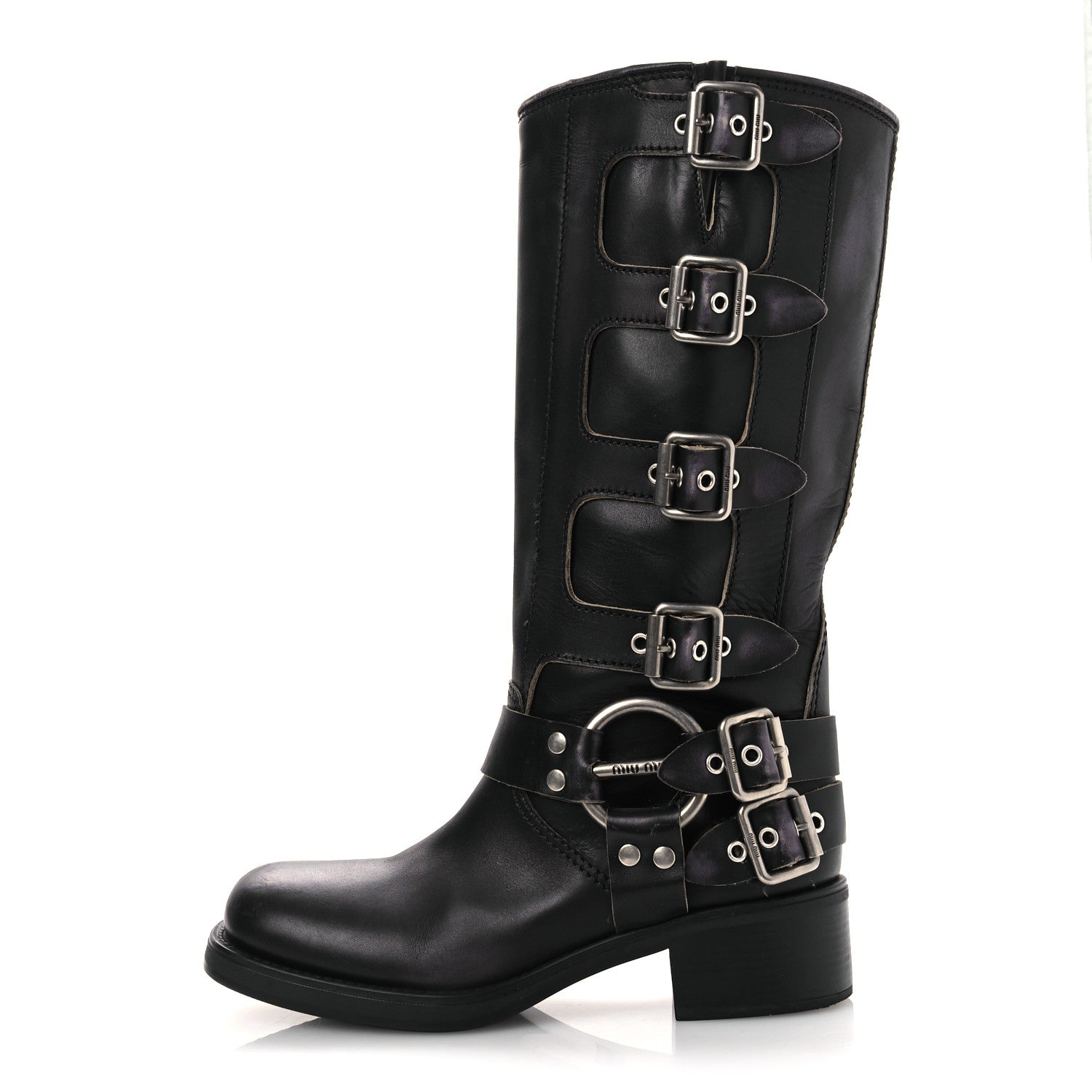 Miu Miu Calfskin Harness Boots 40 Black 1 of 13
