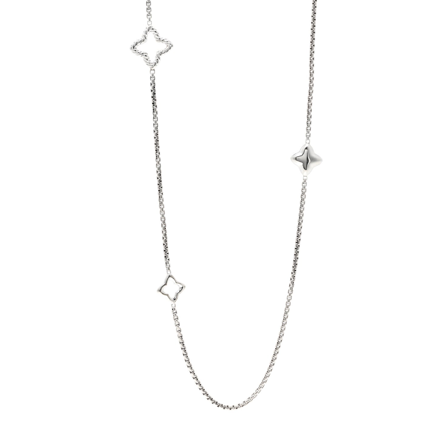 Sterling Silver 25mm Quatrefoil Chain Necklace