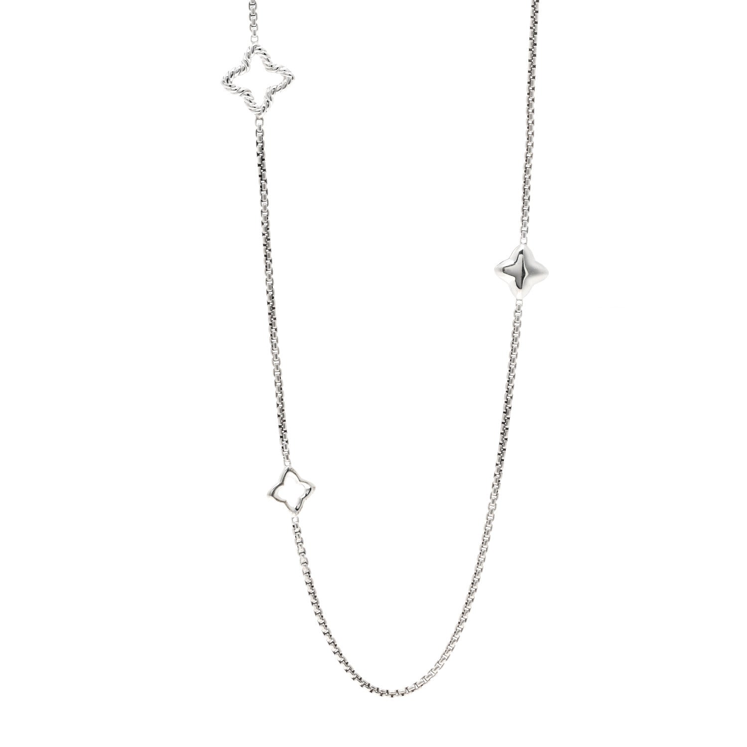 David Yurman Sterling Silver 25mm Quatrefoil Chain Necklace 1 of 4