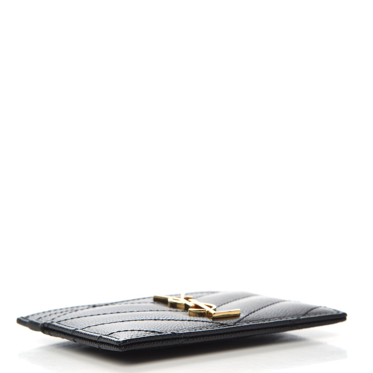 Grain De Poudre Matelasse Chevron Monogram Credit Card Case Black
