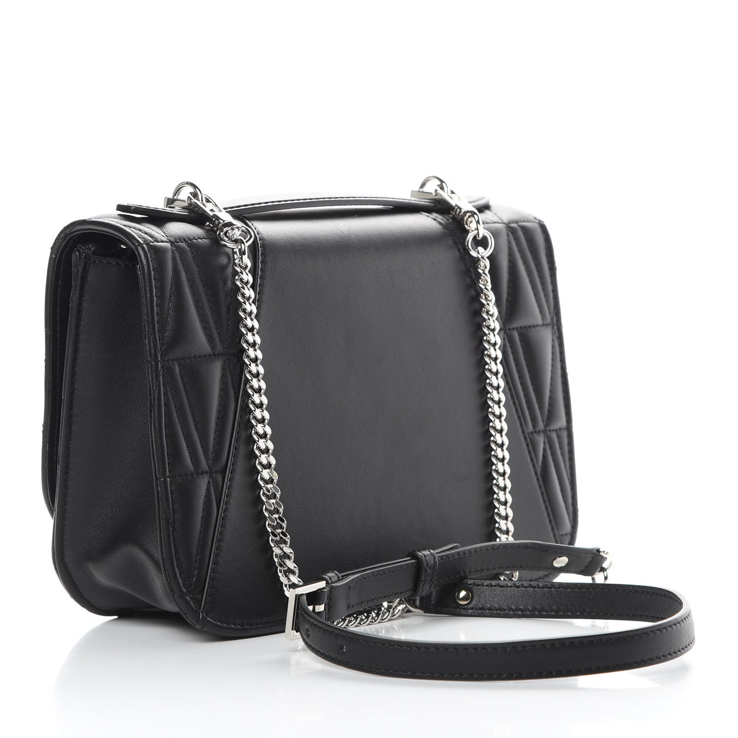 Nappa Quilted Virtus Top Handle Shoulder Bag Black