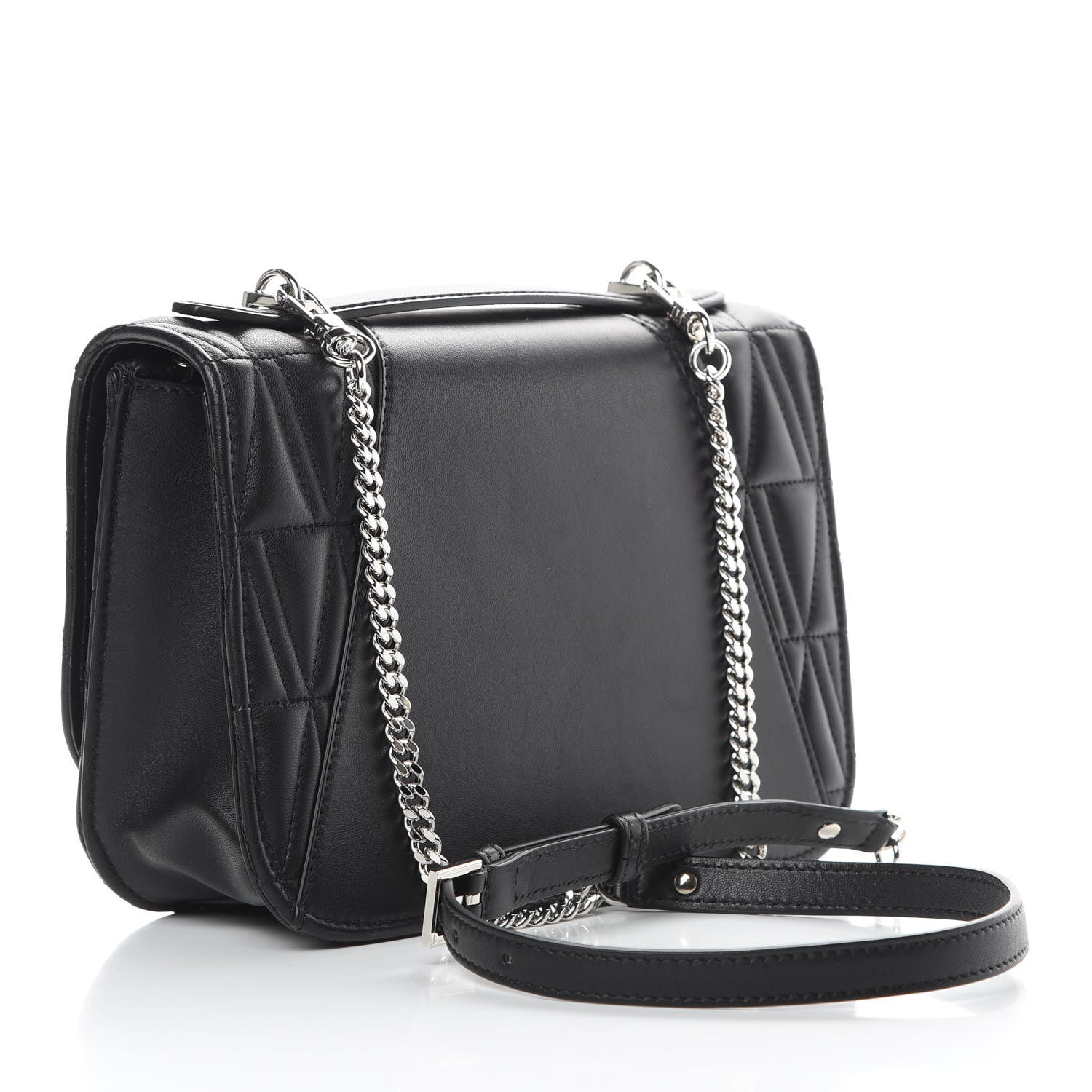 Versace Nappa Quilted Virtus Top Handle Shoulder Bag Black 3 of 14