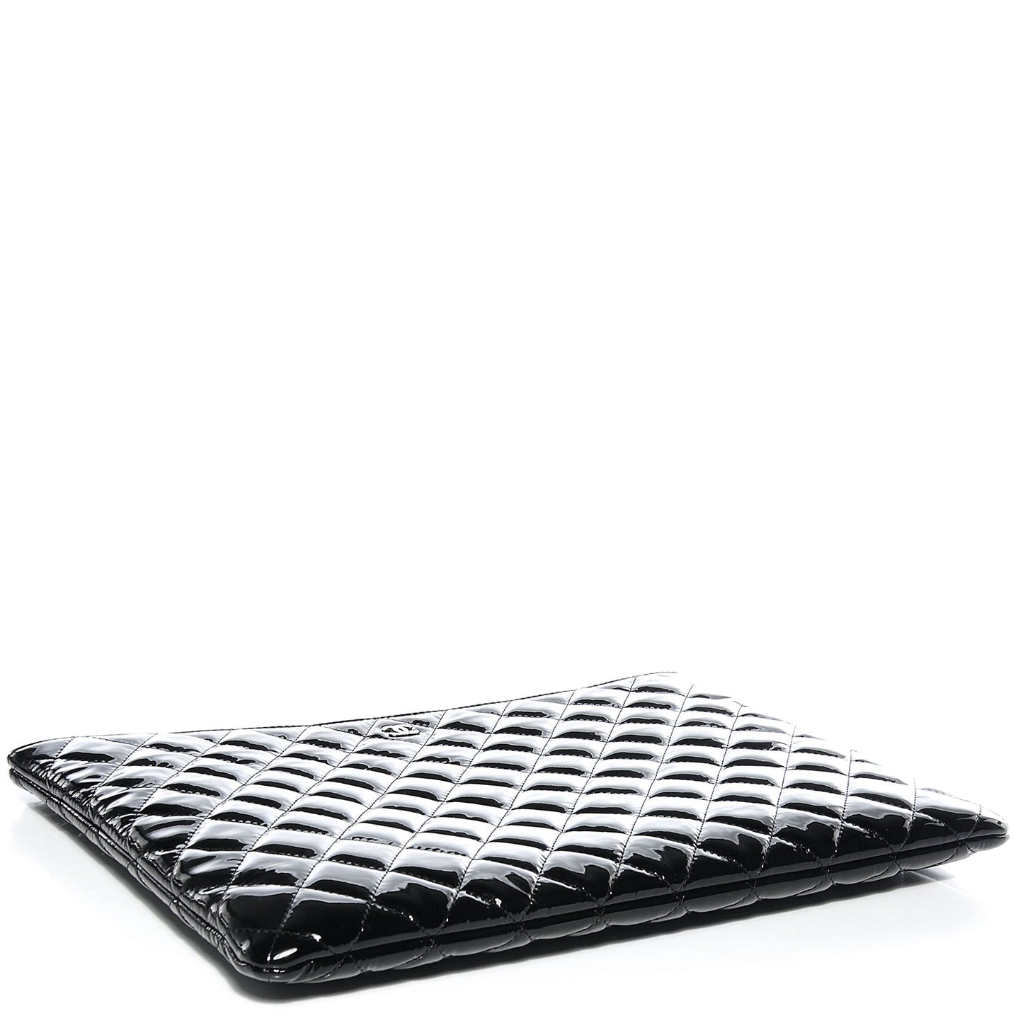 Patent Quilted Large Cosmetic Case Black