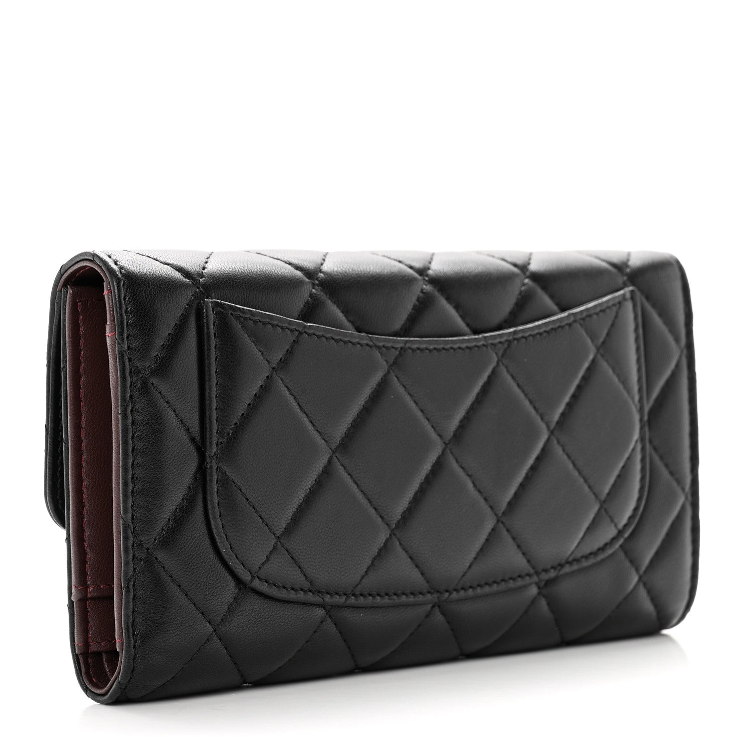 Chanel Lambskin Quilted Large Flap Wallet Black 3 of 9