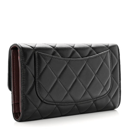 Chanel Lambskin Quilted Large Flap Wallet Black 3 of 9