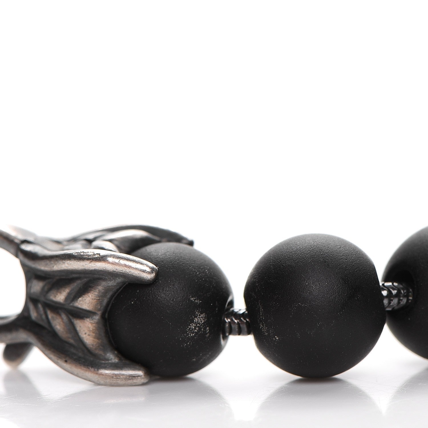 David Yurman Sterling Silver Black Diamond Onyx 8mm Spiritual Beads Bracelet 7 of 7