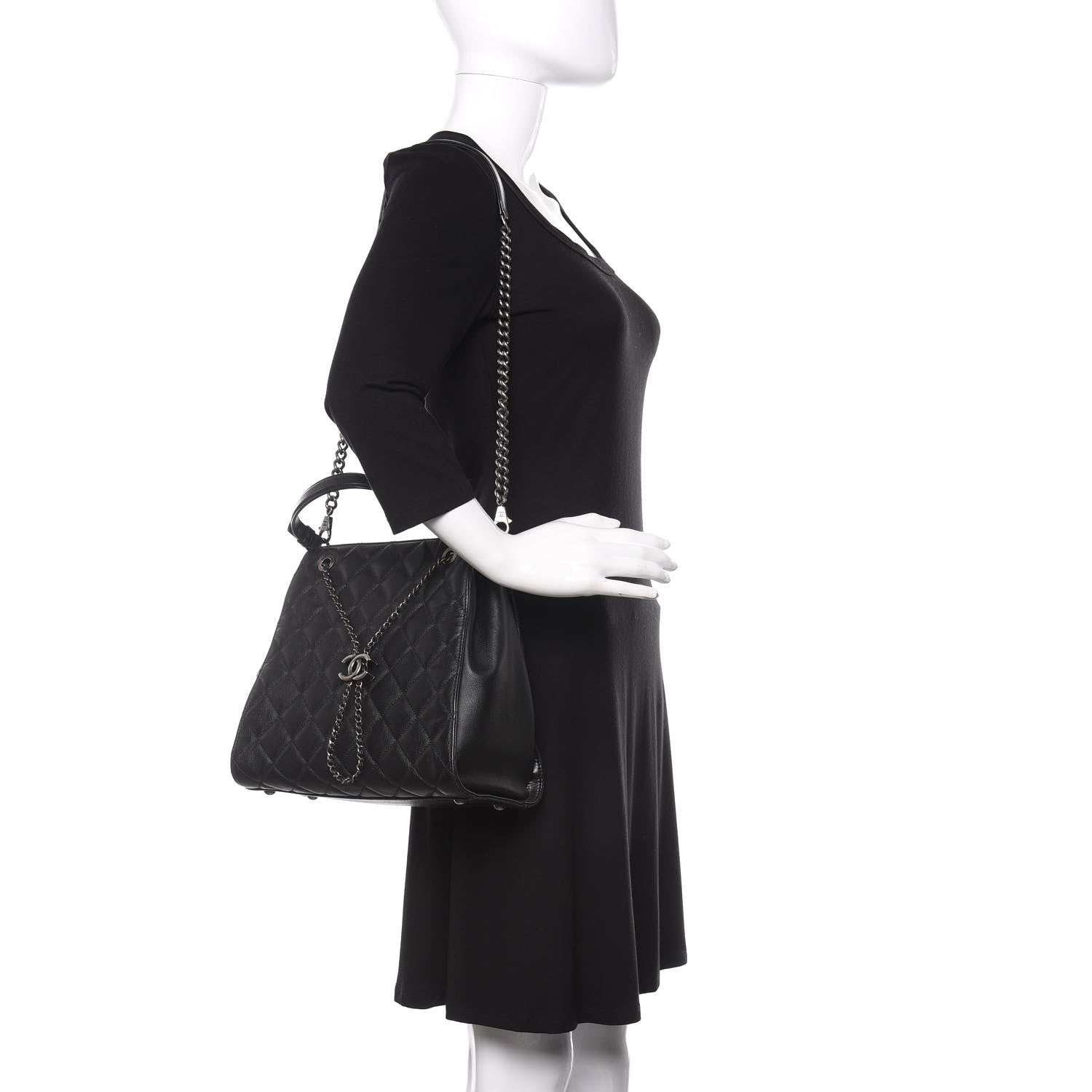 Chanel Caviar Quilted Medium CC Bucket Bag Black 2 of 13