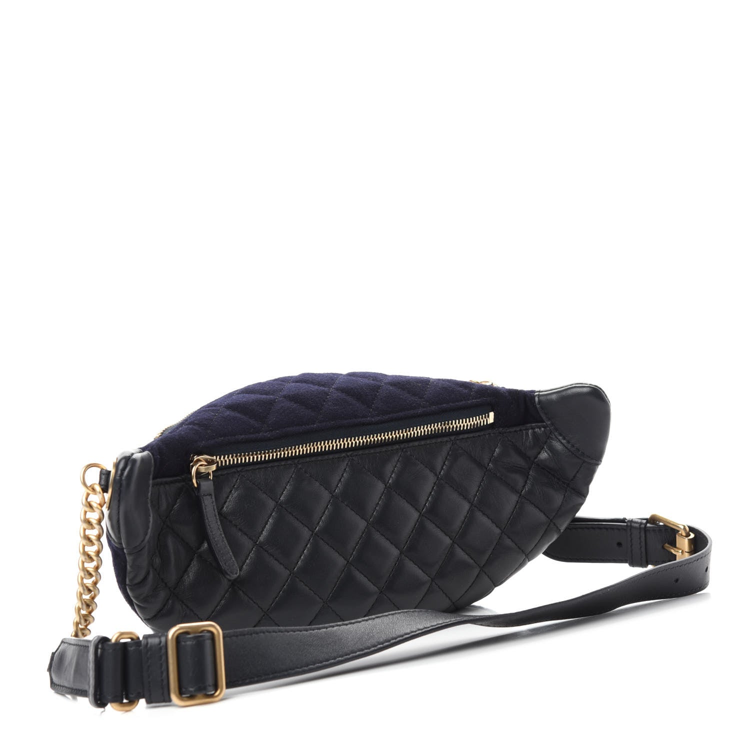 Chanel Wool Lambskin Quilted Paris Hamburg Charms Waist Bag Dark Navy 3 of 10