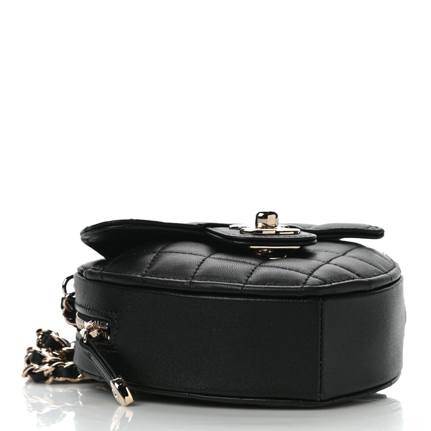 Lambskin Quilted CC In Love Heart Clutch With Chain Black