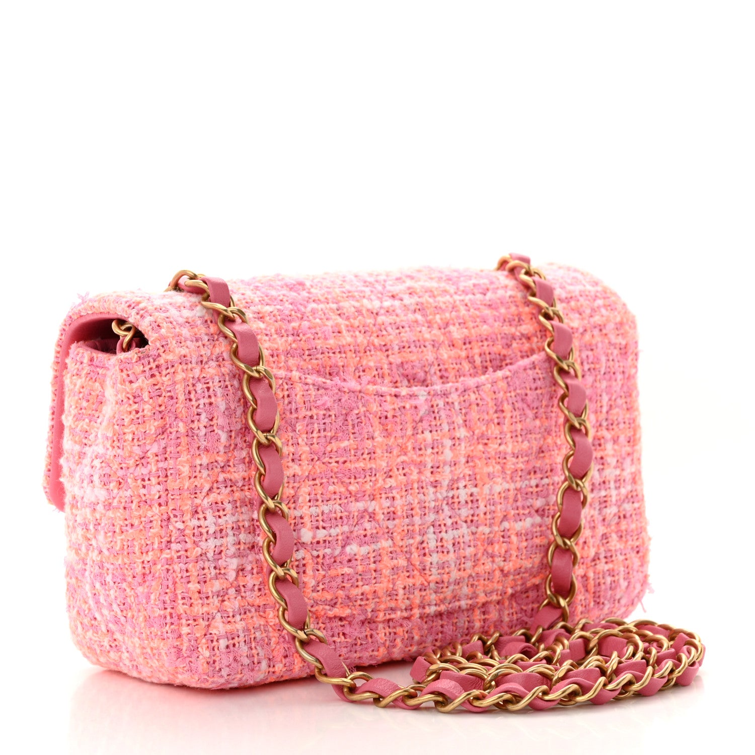 Chanel Tweed Quilted Mini Rectangular Flap Pink Multicolor 3 of 11