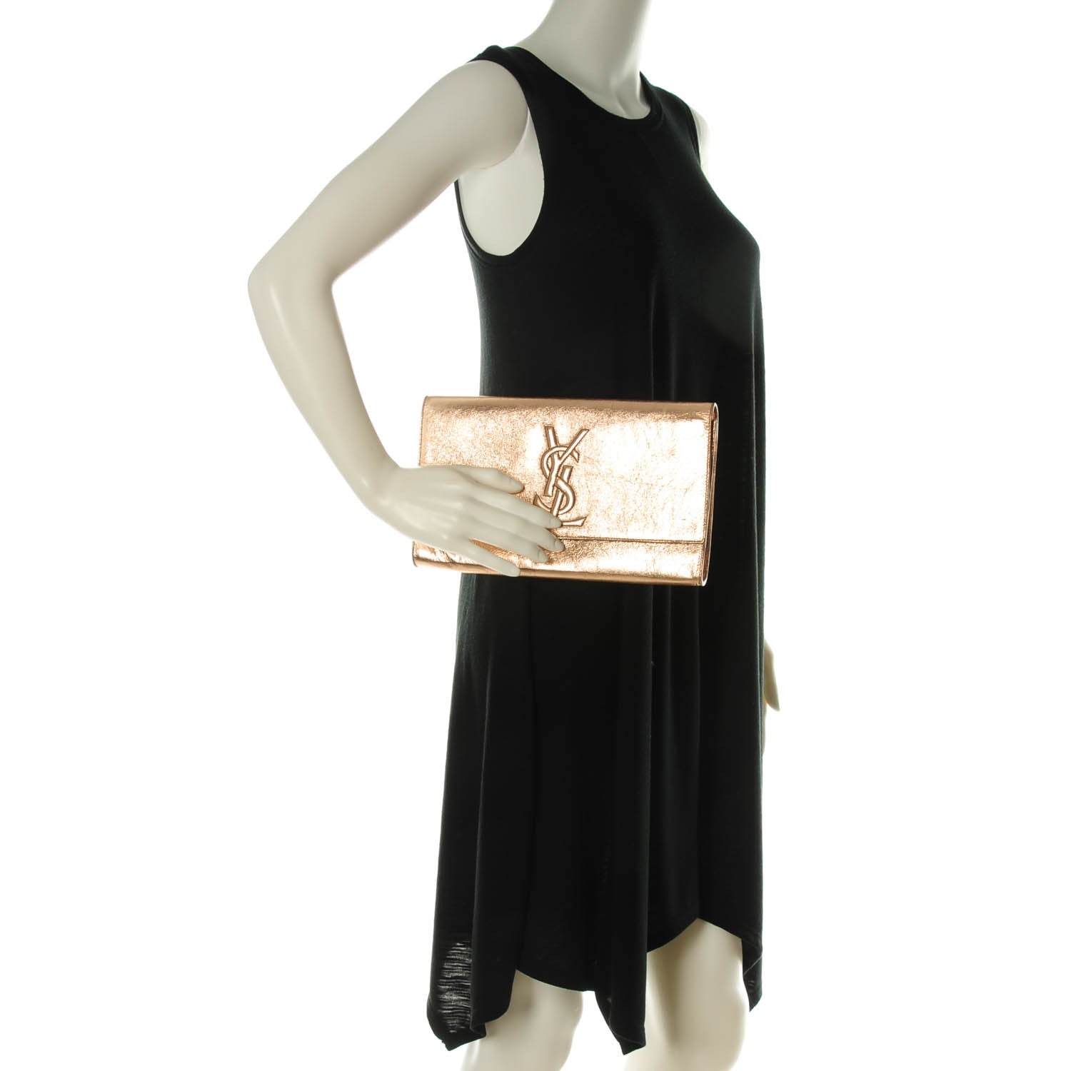 Saint Laurent Metallic Calfskin Large Belle De Jour Clutch Rose Gold 2 of 7