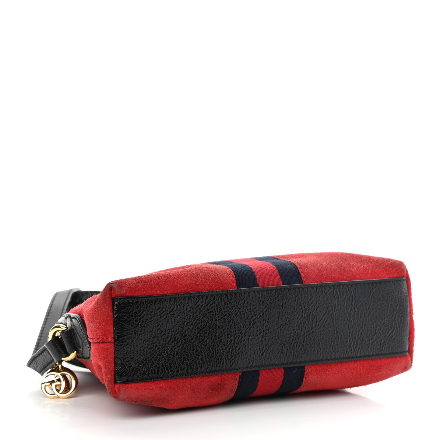 Suede Patent Web GG Small Ophidia Dome Shoulder Bag Hibiscus Red
